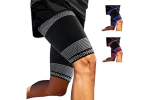 ABYON Thigh Compression Support Sleeves (1 Pair), Thigh Brace Breathable Elastic for Hamstring Quadricep Pain Relief, Anti-Slip Upper Leg Sleeves for Men and Women