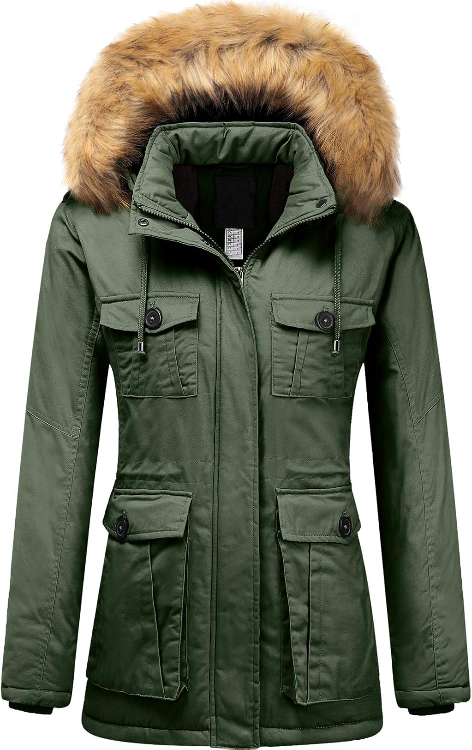 army green jacket with fur hood