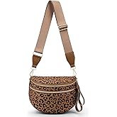 hibear Leopard Print Purse for Women Nylon Spacious Bum Bag Crossbody Waist Bag Fanny Pack Shoulder Bumbags