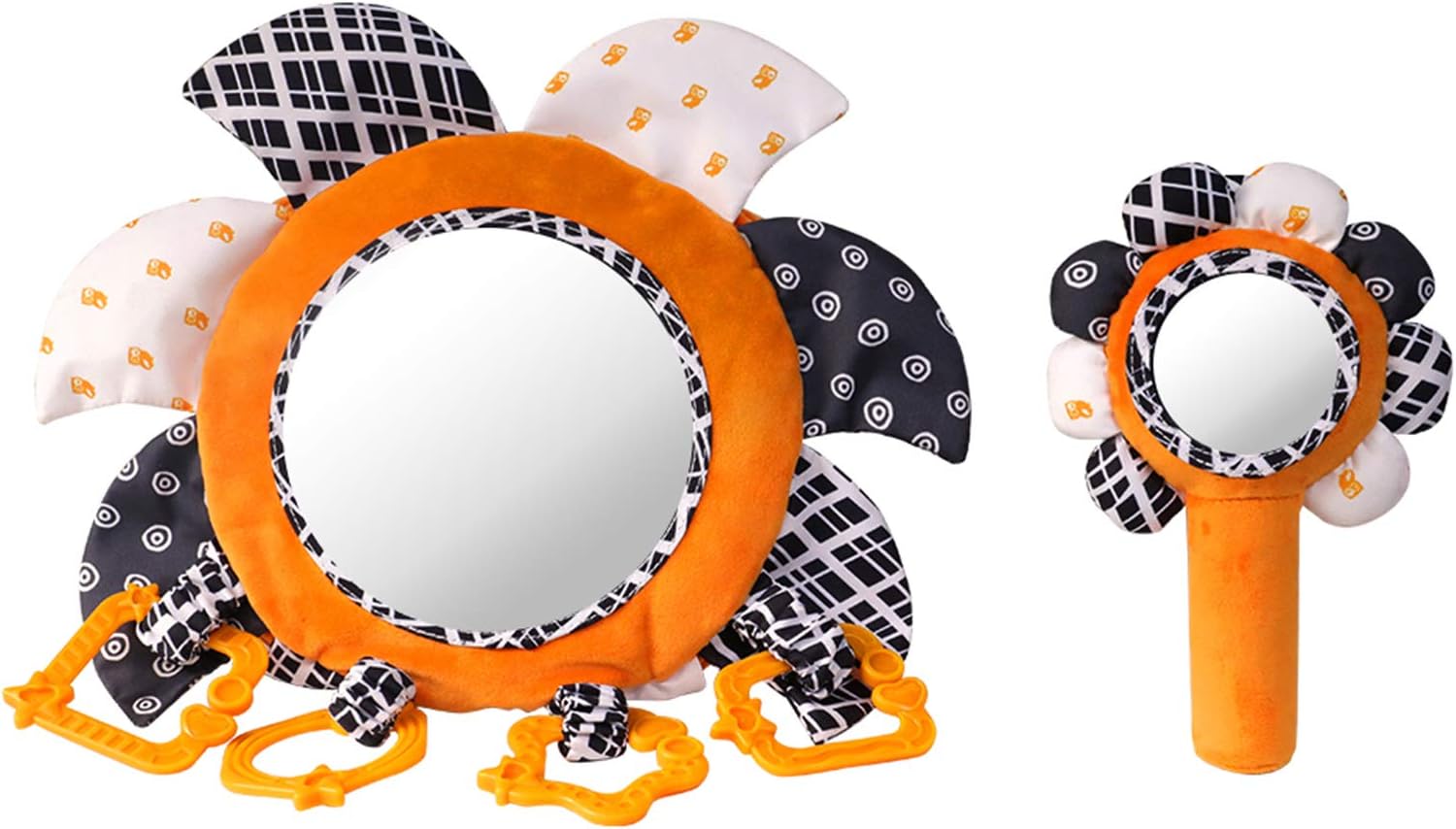 Tummy Time Floor Mirror Baby Developmental Activity Mirror with Plush