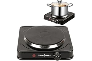 Vivicreate Elite Gourmet Single Burner Electric Hot Plate, 1000W Countertop Cast Iron Burner with Adjustable Temperature Cont