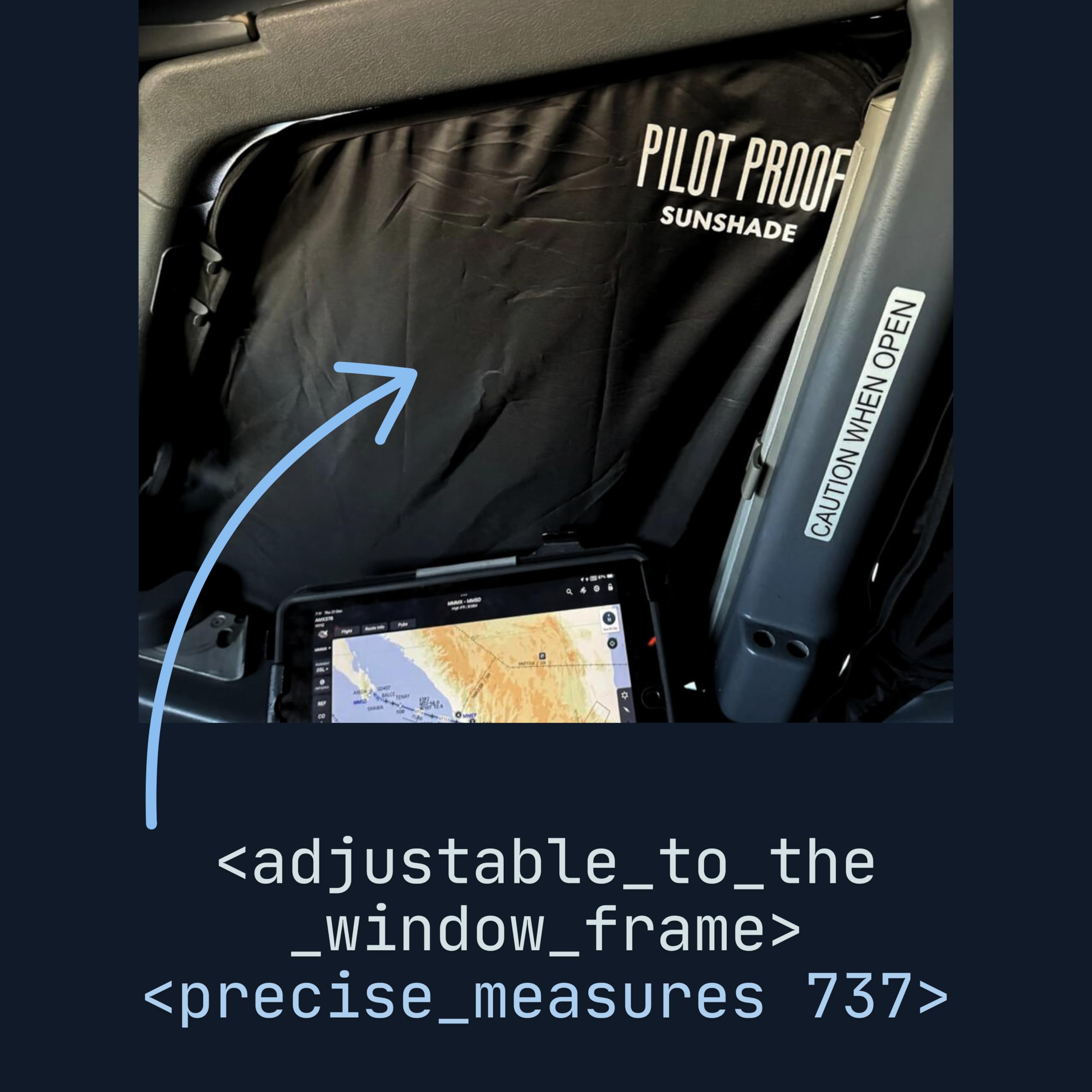 PILOT PROOF Sunshades for Aircraft Boeing 737 UV Defender UPF 50+ Heat Shield Foldable Compact Bag for Easy Carrying (Boeing 737)