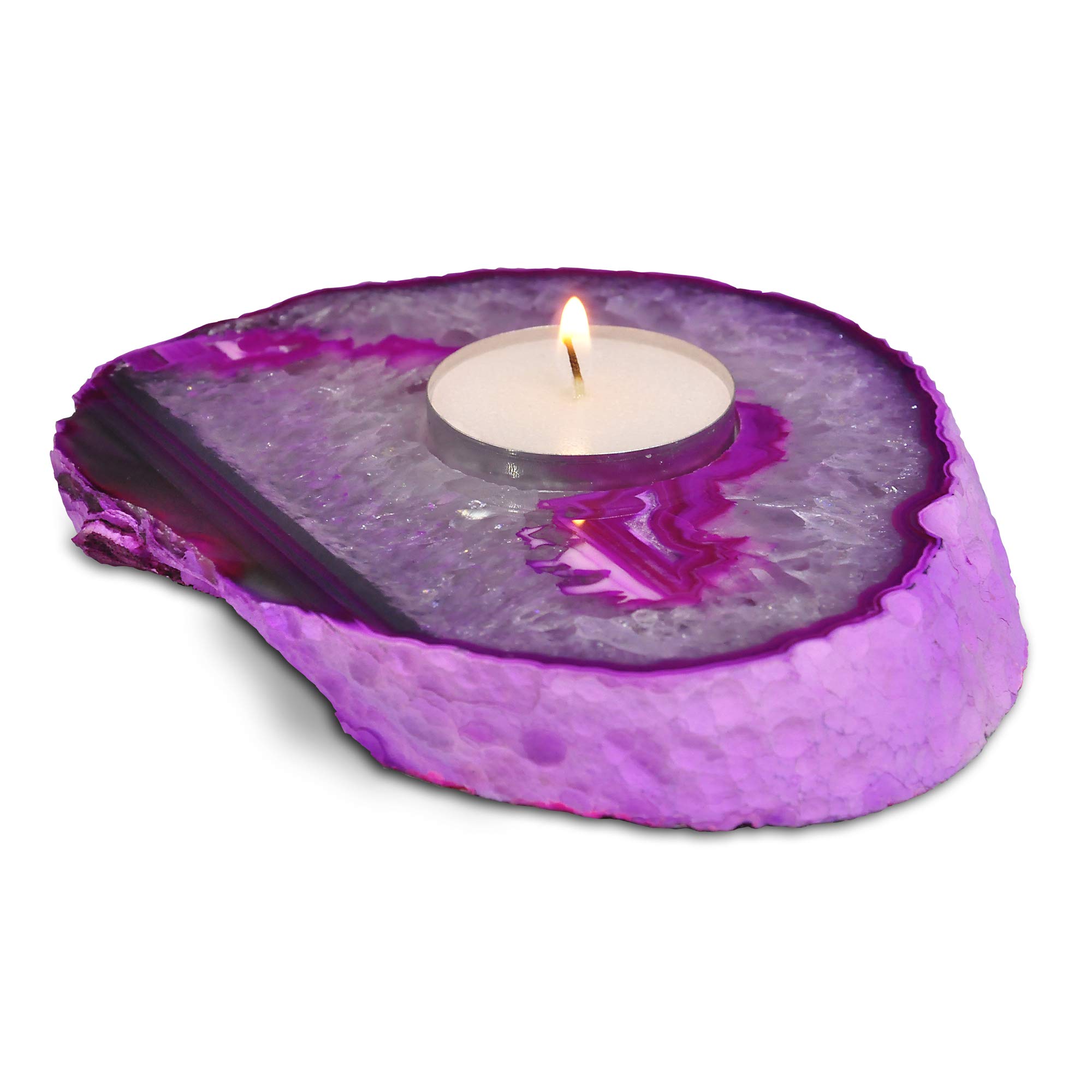 Serafino Luxury Gift Agate Tea Light Candle Holder - Tea Lights Included For Home Decor Meditation Crystal Candle Holder Unique Ornament