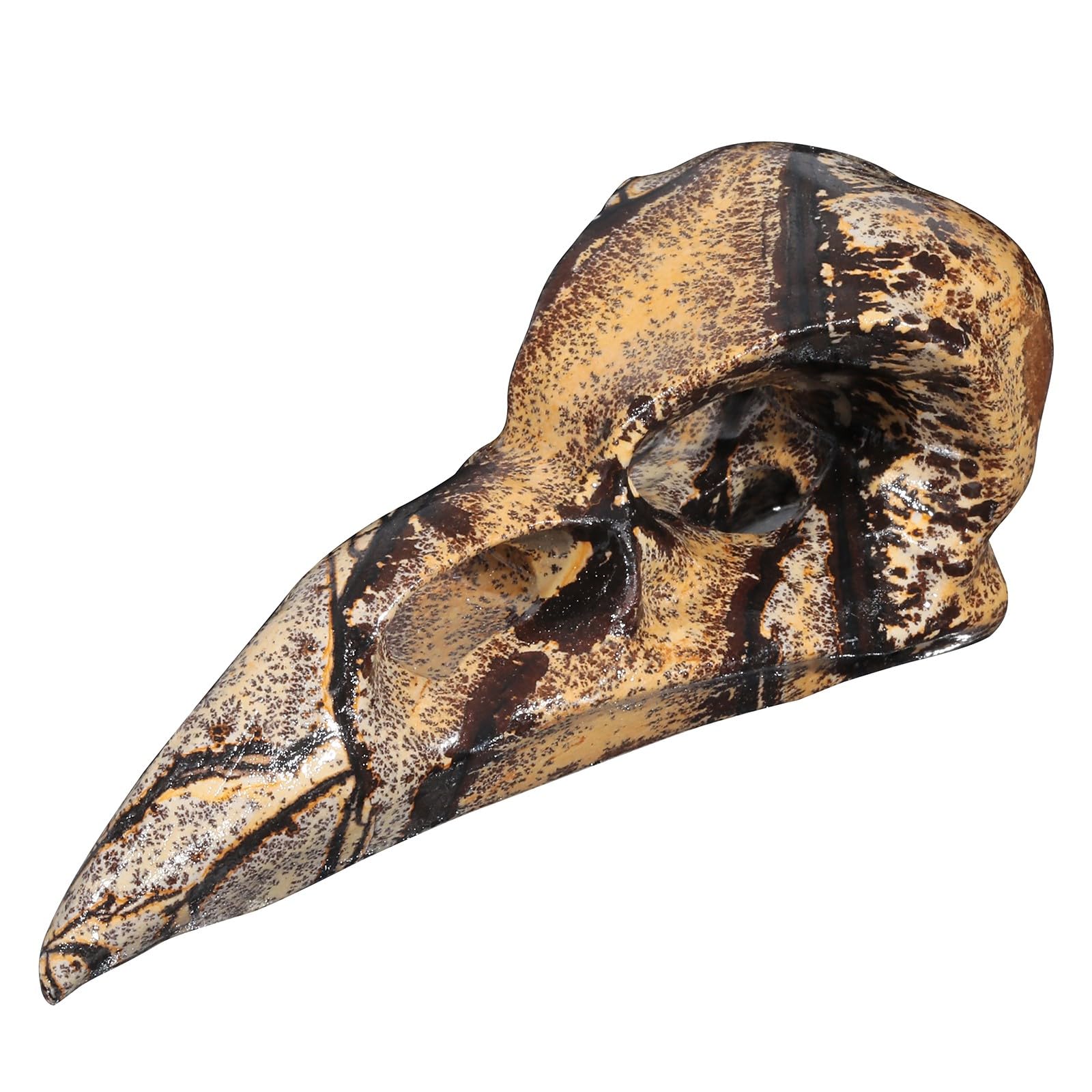 KYEYGWO 2.95 Inch Carved Crystal Raven Head Skull Statue Natural Grass Flower Jasper Stone Small Animal Figurines Gothic Desk Decor for Home Office