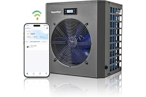 Varpoolfaye 16000 BTU Swimming Pool Heater Heat Pump Heating or Cooling 120v Pool Heater for Above Ground Pool WiFi Control Up to 5000 Gallon Pool Heater