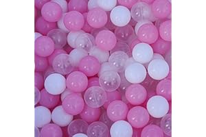 EOSAU 100 Ball Pit Balls for Toddlers, Phthalate & BPA Free Plastic Balls, Crush Proof 2.16" Colorful Balls for Ball Pit Play Toys for Kids with Storage Bag (Pink, White, Clear)