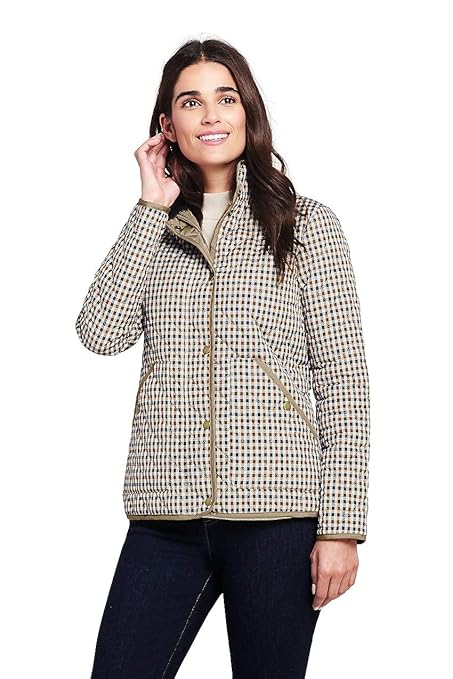 Women Lands End Womens Plus Size Print Quilted Barn Insulated