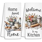 STHTTSW Funny Kitchen Towels, New House Housewarming Gifts Dish Tea Towels for Kitchen Decor, Home Sweet Home Decorative Hand Towels, Hostess Host Gifts, 16x24 Inch Set of 2