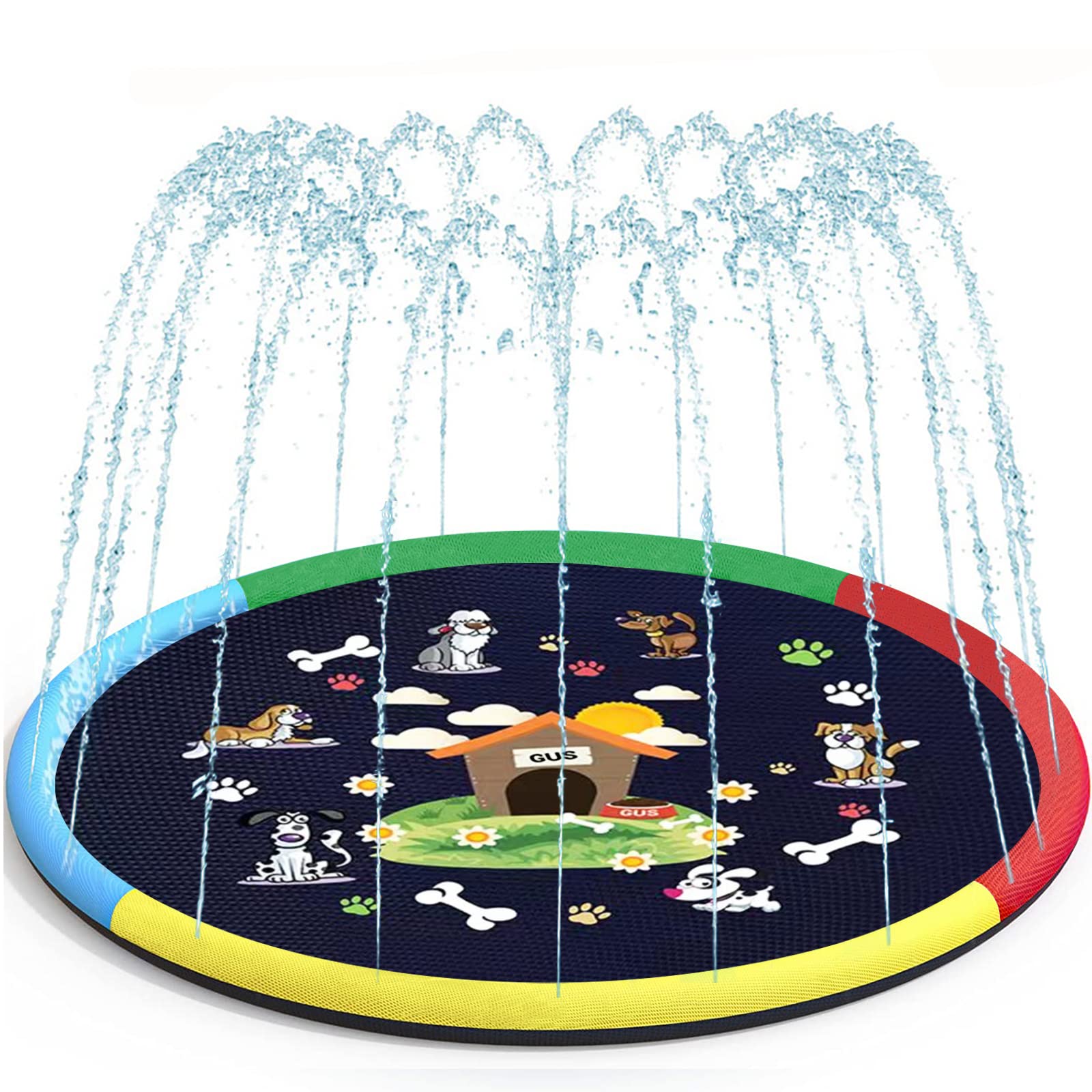 BOCTTCBO Sprinklers Pad for Kids and Dog, Splash Pad 67" Non-Slip Splash Play Mat, Summer Outdoor Water Toys, Inflatable Wading Pool for Toddler