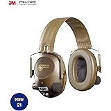 3M Peltor Tactical 6-S Slim Line Electronic Headset with Audio Input Jack, Olive Green, Hearing Protection, Ear Protection, NRR 20 dB, Great for hunters and shooters