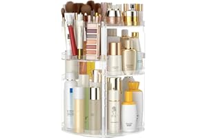 Awenia Rotating Makeup Organizer 360-Degree, Adjustable Bathroom Organizers and Storage, 7 Layers Large Capacity Cosmetic Storage Countertop, Fits Different Types of Cosmetics and Skincare (Clear)