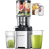 AMZCHEF Cold Press Juicer Machines with 5.4" Extra Self-Feeding for Whole Vegetable & Fruit, Large Auger & Triple Strainers, 