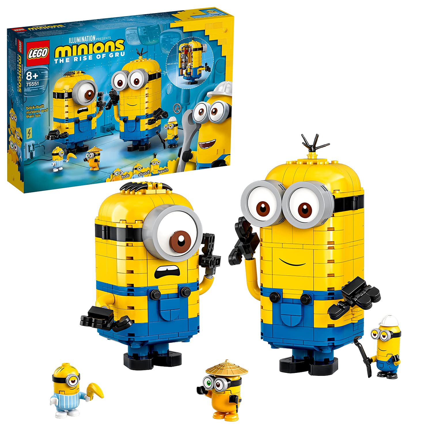 LEGO 75551 Minions Brick-Built Minions and Their Lair Building Toy, Gift Idea for Boys and Girls Display Models with Stuart, Kevin & Bob Figures