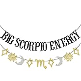 Scorpio Energy Banner - Zodiac Constellation Decor, October-November Birthday Banner, Black Glitter