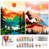 Craftensa 2-Pack 16x20 Pre-Framed Paint by Numbers Kit for Adults, Large Canvases, Ready to Hang, DIY Acrylic Landscape Painting Set for Beginners, Wall Decor Gift for Women and Men