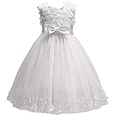 Acecharming Flower Girl Dresses for Wedding, Bridesmaid Baby Girl Pageant Elegant Lace Tulle Baptism Princess Party Dress