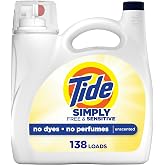 Tide Simply Liquid Laundry Detergent, Free &amp; Sensitive, 138 Loads, 173 fl oz
