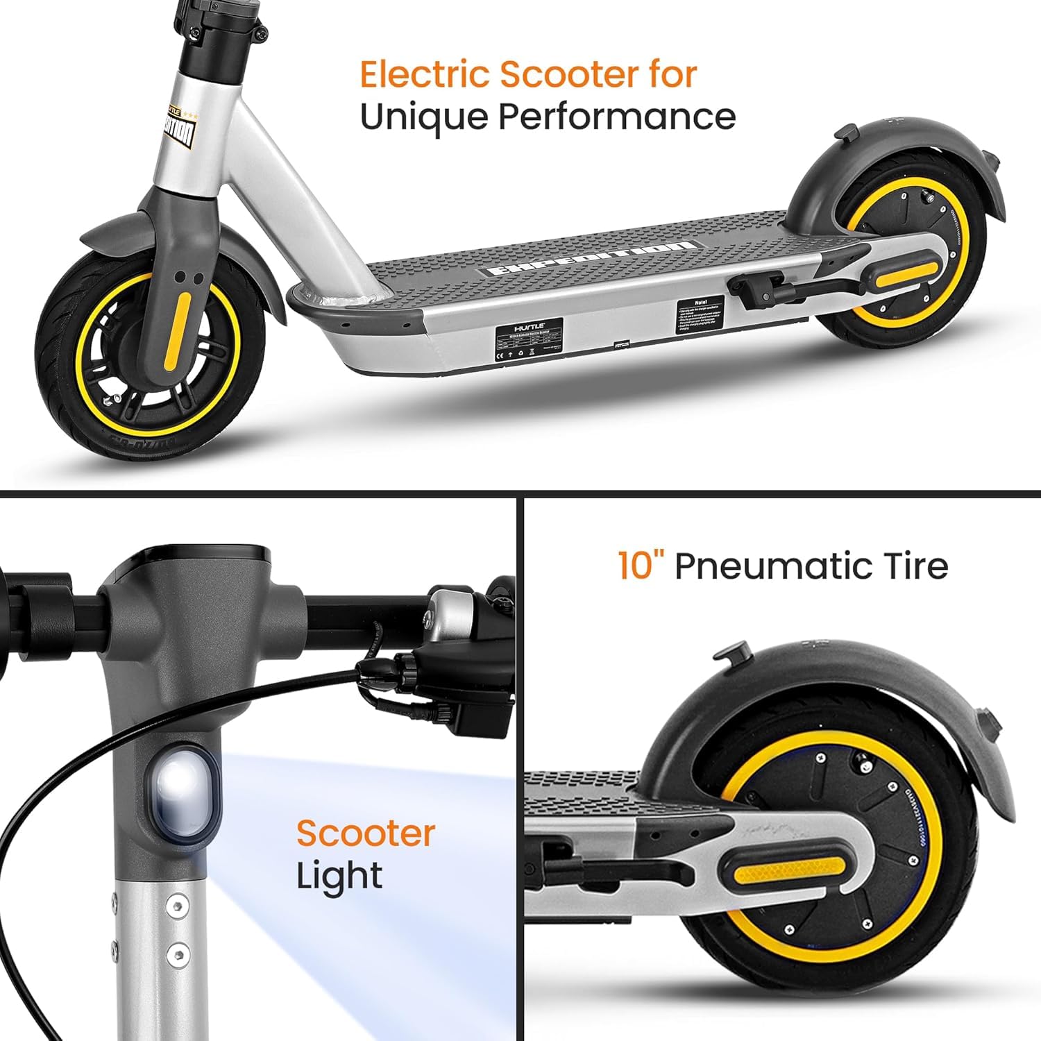 Hurtle Electric Scooter, 350W/500W Motor, Max 30 Miles Range, 16/18 Mph Top Speed, 8.5''/10'' Tires, Dual Braking, Kick Scooter, 2 Wheels and Height Handlebars