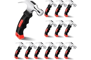 ZZHXKJHKY 12 Pcs Stubby Claw Hammer, 8 Ounce Small Mini Stubby Hammer, Small Claw Hammers Lightweight Melt Hammers Tool for Home Repair, Building, Work, Crafts Handmade Outdoor Camping (Black-Red)