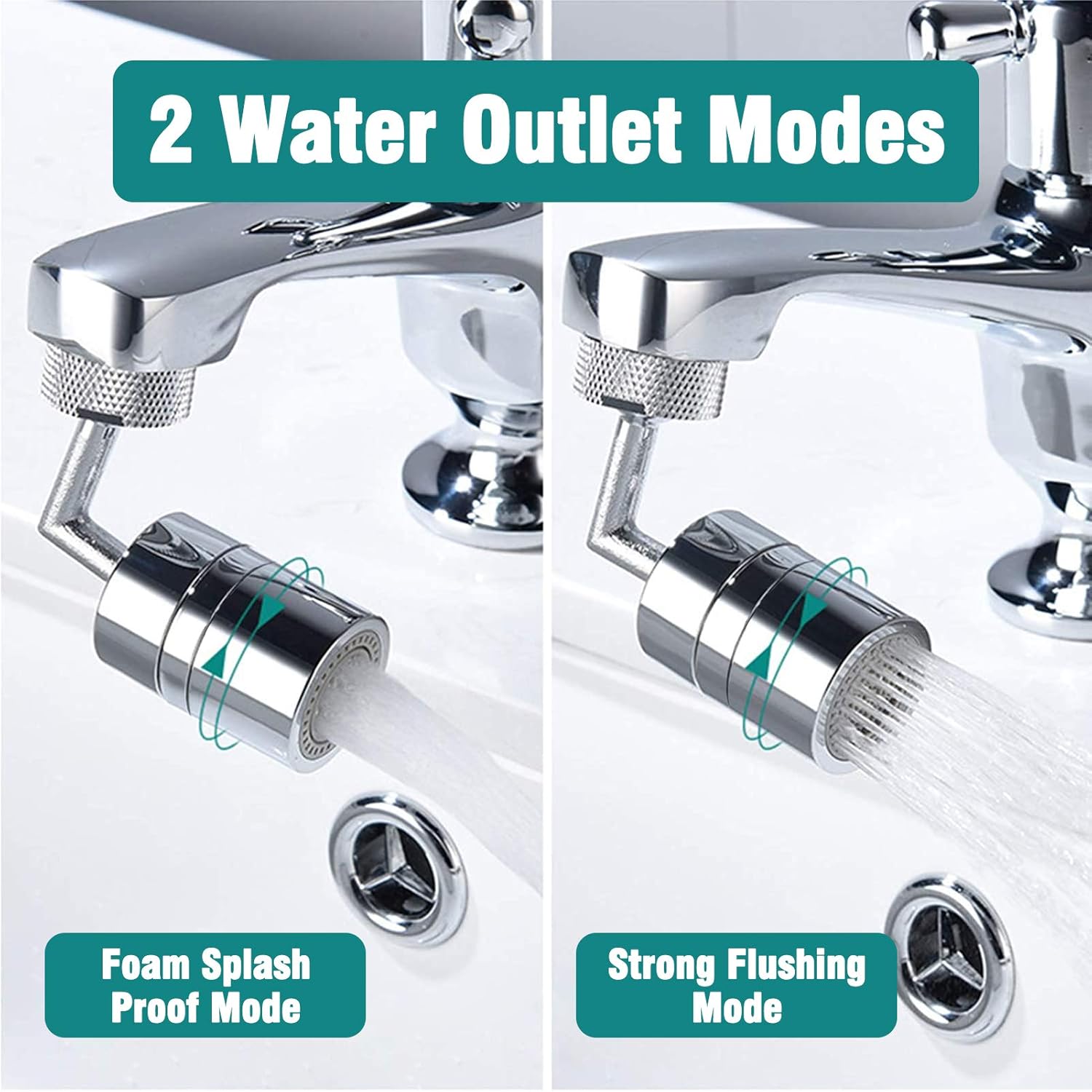 Universal Splash Filter Faucet, 720 Degree Swivel Sink Faucet Aerator, Faucet Aerator, Oxygen Enriched Foam, Leakproof, 2 Water Outlet Modes with 5 Different Sizes of adapters: Industrial & Scientific