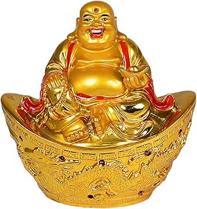 Swiss RockTM Fengshui Buda Rosa Entrada de Oro para la Riqueza y éxito