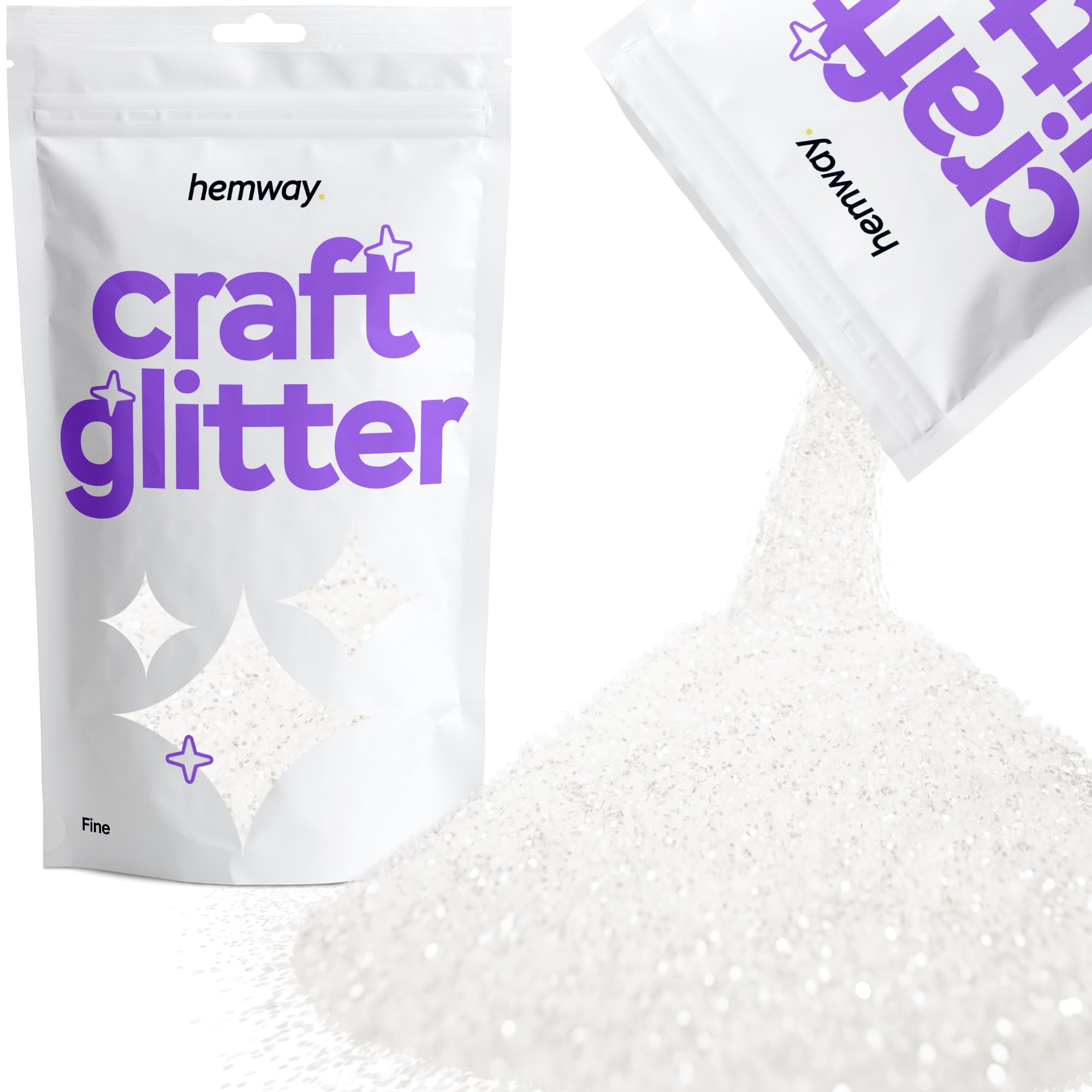 Hemway Craft Glitter White Iridescent 100g Fine Glitter for Crafts, Resin, Cosmetic, Nail, Face, Body, Festival, Tumblers, Art, Candle, Crafting