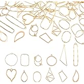 Pandahall 48Pcs Alloy Open Back Bezel Pendants 12 Styles Golden Geometric Hollow Frame Charms for DIY UV Resin Pressed Flower Jewelry Making