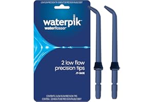 Waterpik Genuine Precision Low-Flow Tips Replacement for the WP-360 Cordless Handheld Water Flosser (Formerly Classic Jet) Refill Heads Nozzles JT-360E, 2 Count, Blue