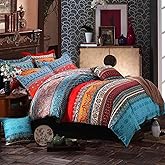 BupiRD Queen Boho Comforter Set - 3 Pieces Lightweight Exotic Yellow Orange Bohemian Mandala Colorful Retro Boho Comforter and 2 Pillowcases for All Seasons