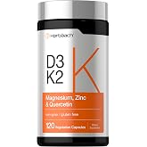 Horb&auml;ach Vitamin D3 K2 | 5000 IU D3 | 120 Capsules | With Magnesium, Zinc, &amp; Quercetin | Vegetarian, Non-GMO, Gluten Free Supplement