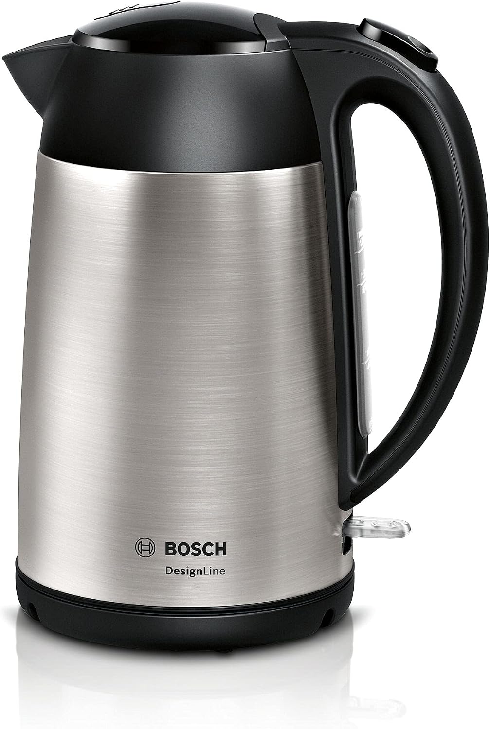Bosch DesignLine TWK3P420GB Stainless Steel Cordless Kettle, 1.7 Litres, 3000W - Silver & Black