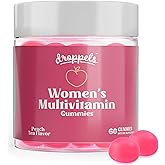 Droppels Women's Multivitamin Gummies with Folic Acid, Vitamins A, D, C, E, K, B6, B12, Biotin & More | Vegan, Non-GMO & Pectin-Based Daily Vitamins for Women | Peach Tea Flavor, 60 Count