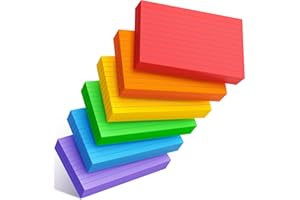MSKKSM Colored Index Cards 3x5 Inch - 300 Count Flash Cards for Studing, Colored Note Cards 3x5 Cards Neon 3 by 5 Index Cards Ruled Colorful Notecards 3 x 5 Lined Neon Flashcards 6 Colors (50 Sheets Each)