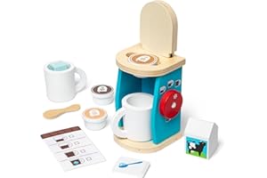 Melissa & Doug 11-Piece Brew and Serve Wooden Coffee Maker Set - Play Kitchen Accessories Pretend Play Kitchen Accessories Kids Coffee Maker Set for Girls and Boys