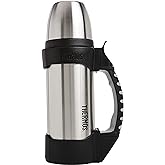 Thermos The Rock Vacuum Insulated 1 Liter Beverage Bottle, stainless steel/black, 1.1 quart (2510TRI2)