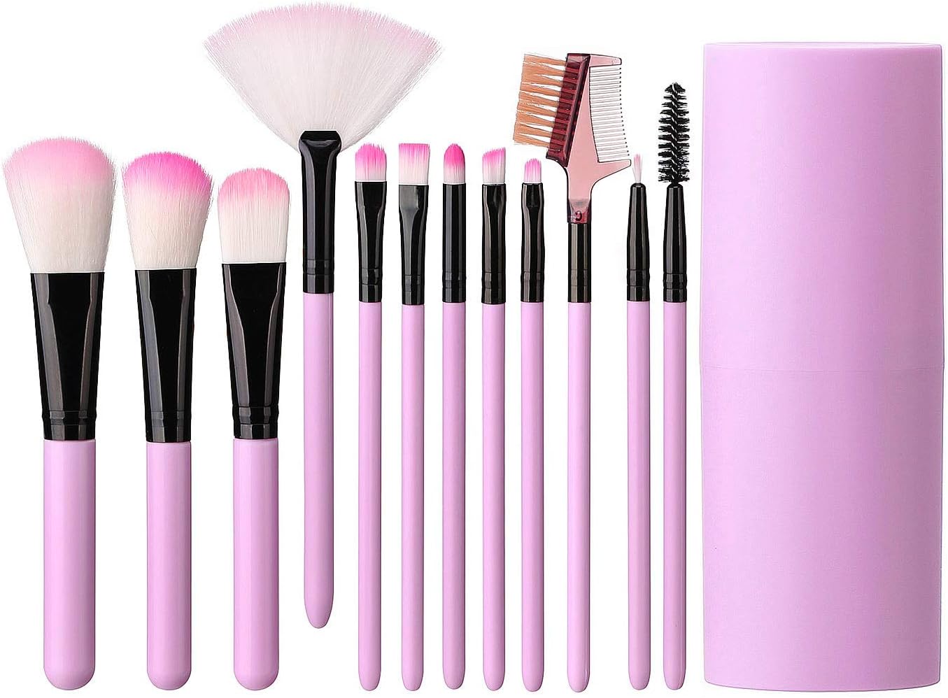 Elisel Makeup Brush Sets 12 Pcs Makeup Brushes Travel makeup brush set Eye shadow brush, foundation brush, blush brush and other cosmetic tools(Light Pink)