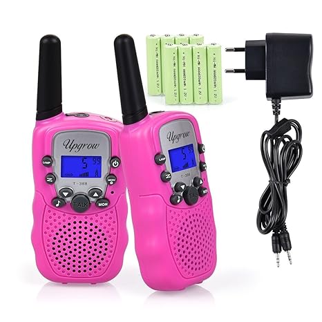 Upgrow RT-388 Walkie Talkie Funkgerät für Kinder mit Wiederaufladbaren Akkus, Kinder Funkgerät Funk Handy, 8 Kanäle mit LCD-D