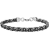 Men’s 8.5" Stainless Steel Black Finish Maille Link Bracelet - Contemporary Design, Secure Lobster Claw Clasp
