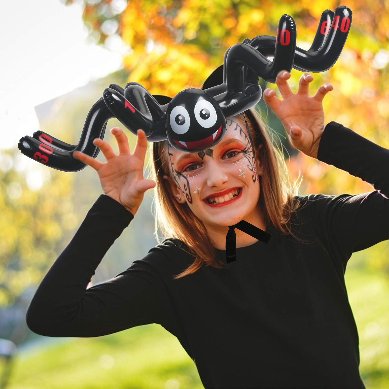 KATOOM 2Set Ringwurfspiel Halloween Spinne Aufblasbare Wurfspiel Eltern Kinder Outdoor Indoor Spiele Halloweenspielzeug mit 12 Ringe und 1 Luftpumpe für Halloweensparty Geburtstag