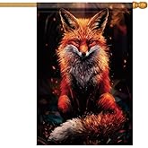 Starlit Patio Red Fox House Flag 28x40 Inch Autumn Woodland Animal Garden Flag Double Sided Outdoor Yard Banner Porch Lawn Wildlife Decoration Fall Forest Scenic Decor Home Welcome Sign USA