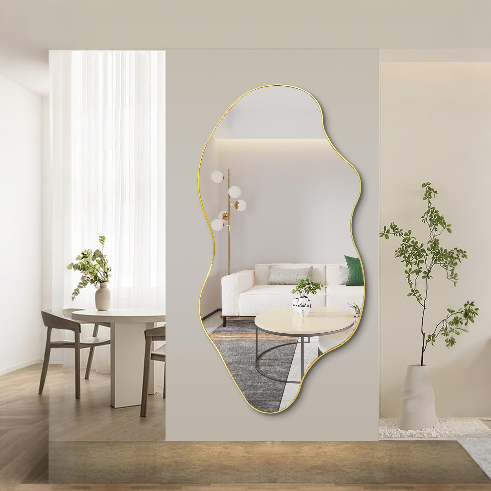 DAOYIJIAJU Large Irregular Mirror, Asymmetrical Wall Mirror Full Length, 59
