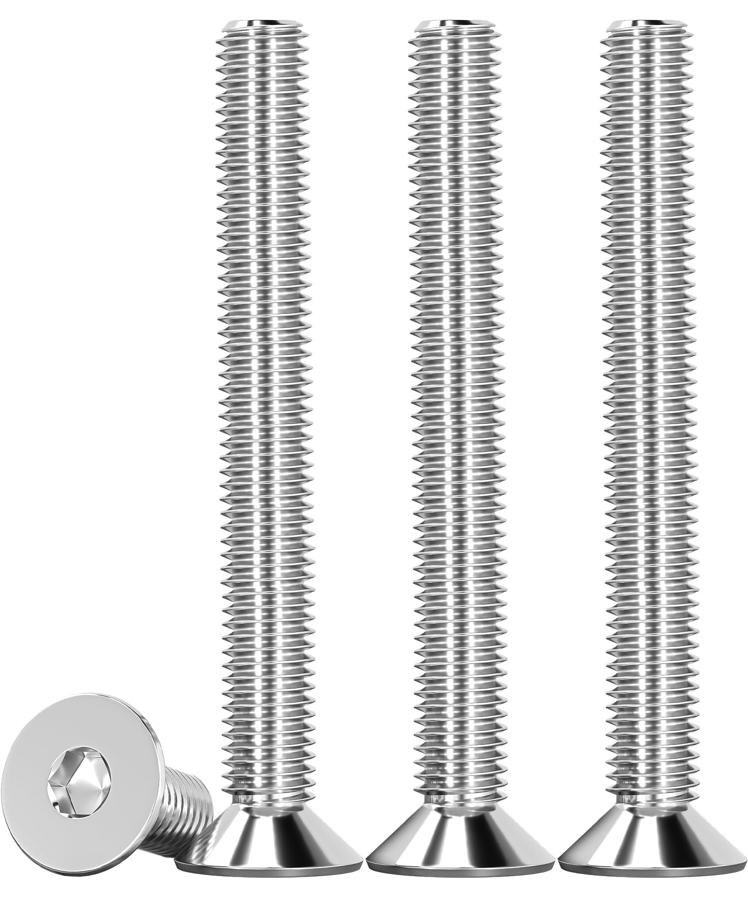 Drenky M6 X 50mm Screws, M6 Socket Screws 25 Pcs Hex Screws DIN 7991 / ISO 10642 Rustproof Machine Screws 304 Stainless Steel Hex Socket Countersunk Bolts, Fully Thread — image 1