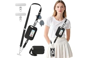MoKo Phone Crossbody Lanyard with RFID Wallet, Clip and Go Strap Crossbody Lanyard & Detachable Wallet with ID Window, Adjust