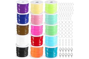 KAMJUNTAR Lanyard String,15 Rolls Gimp String Plastic Lacing Cord Plastic String Lanyard Kit for Friendship Bracelets Jewelry Making DIY Craft Boondoggle Gimp Bracelet Making Kit