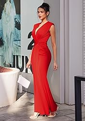 Memoriesea Women's Elegant Sleeveless Deep V Neck