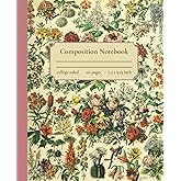 Vintage Notebook Composition: Flower Notebook Journal | Cute Flower Notebook for Women and Girls | College Ruled | 110 Pages