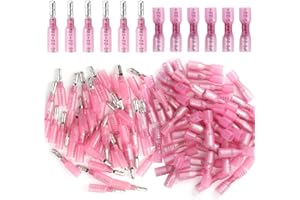 kuosbiu Heat Shrink Bullet Connectors, 120Pcs AWG 22-18 Female & Male Connectors Bullet Terminals Insulated Waterproof Marine Automotive Wire Splice Crimp Connectors Kits
