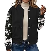 ETCYY NEW Bomber Jackets for Women 2025 Trendy Fall Winter Cropped Coats Button Down Casual Varsity Jacket with Pockets
