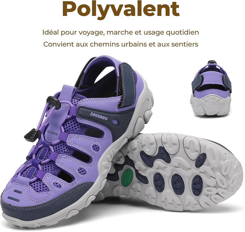 Sandales Trekking Femme Légères Respirantes, Violet 37