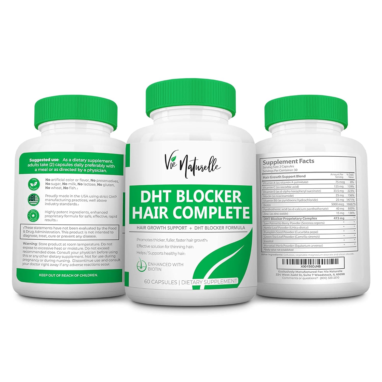 DHT Blocker Pills & Hair Supplement - Hair Growth Vitamins for Women & Men - Hair Loss Treatments for Women with Saw Palmetto - Hair Regrowth Treatment: Health & Personal Care